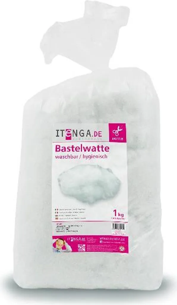 Itenga Bastelwatte Füllwatte Weiß, 1 Kg 1 Itenga Bastelwatte Füllwatte Weiß, 1 Kg