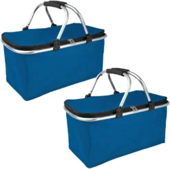 ONVAYA® Einkaufskorb Mit Kühlfunktion | Dunkelblau | 2er Set | Mit Deckel