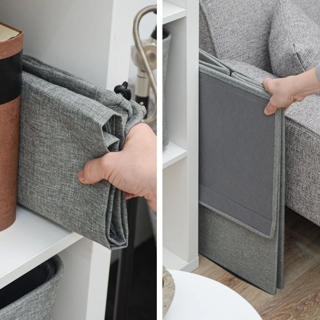 50L Wäschekorb Mit Deckel Und Wäschesack - 30x30x60 Wäschesammler Grau - Faltbar 4 50L Wäschekorb Mit Deckel Und Wäschesack - 30x30x60 Wäschesammler Grau - Faltbar – Bild 4