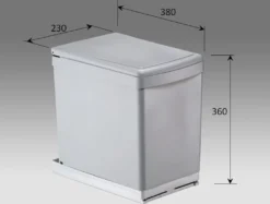 WESCO Einbau-Abfallsammler 30DT - 16 Liter, Hinter Drehtüren, Alugrau -Leifheit || Vileda || Wenko Verkaufsgeschäft 9fc4456082710e760312c6117344dac1