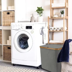 KAHOO Wäschekorb 73L Wäschesammler Aus Bambus + Leinen, 45x36x45cm, Faltbarer Sortier, Wäschebox Mit Deckel Und Griffen, Für Spielzeuge -Leifheit || Vileda || Wenko Verkaufsgeschäft a0d73ff11b2961fd7cbb06d29fd18ab4