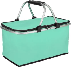 ONVAYA® Einkaufskorb Faltbar Mit Kühlfunktion | Mint | Faltkorb Mit Deckel | Isolierkorb | Einkaufstasche | Klappkorb | Thermokorb Klappbar