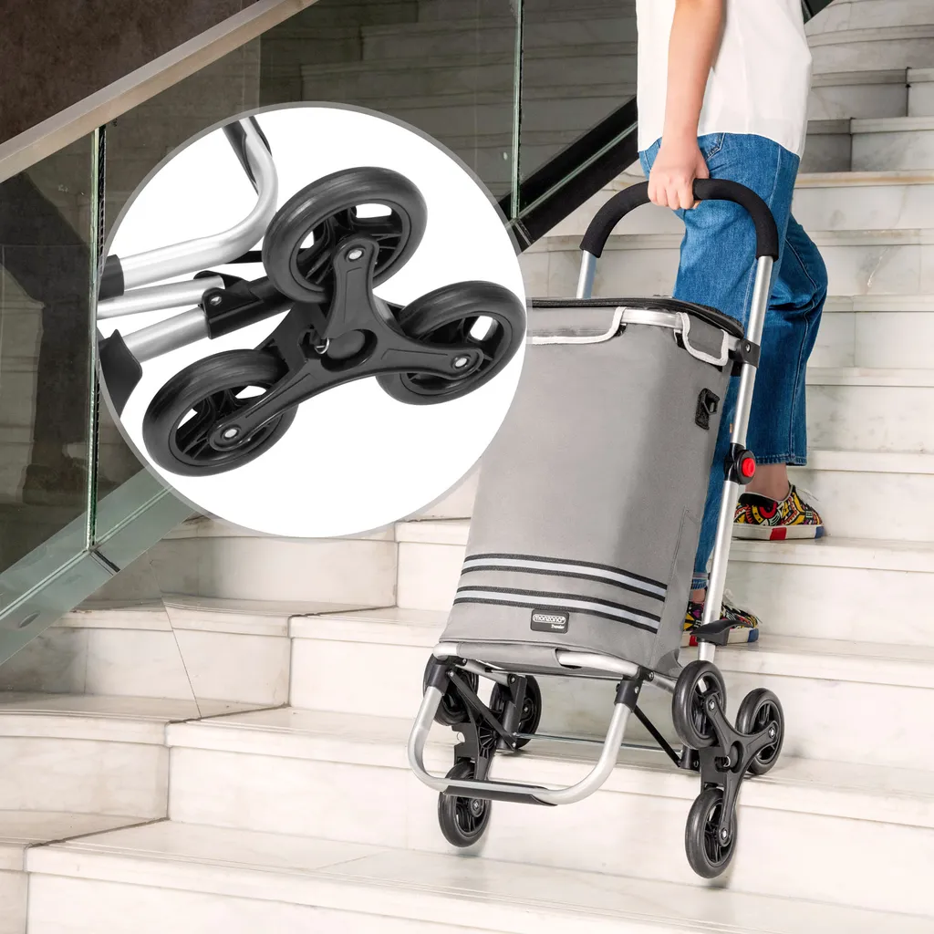 Monzana 2in1 Einkaufstrolley 30kg Klappbar Abnehmbare Tasche 6 Rollen Kühltasche Einkaufswagen Einkaufshilfe Treppensteiger , Farbe:Grau 2 Monzana 2in1 Einkaufstrolley 30kg Klappbar Abnehmbare Tasche 6 Rollen Kühltasche Einkaufswagen Einkaufshilfe Treppensteiger , Farbe:Grau – Bild 2