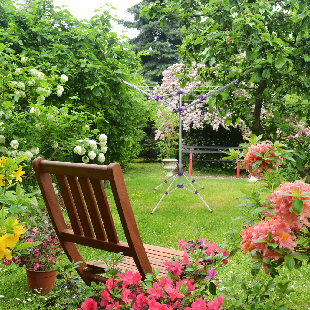 Relaxdays Wäschespinne 19 M Leine Mit Standfuß 5 Relaxdays Wäschespinne 19 M Leine Mit Standfuß – Bild 5