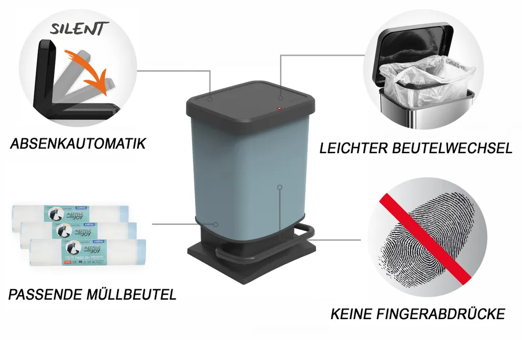 ROTHO Treteimer 20 L PASO ECO, Farbe:Horizon Blue 2 ROTHO Treteimer 20 L PASO ECO, Farbe:Horizon Blue – Bild 2