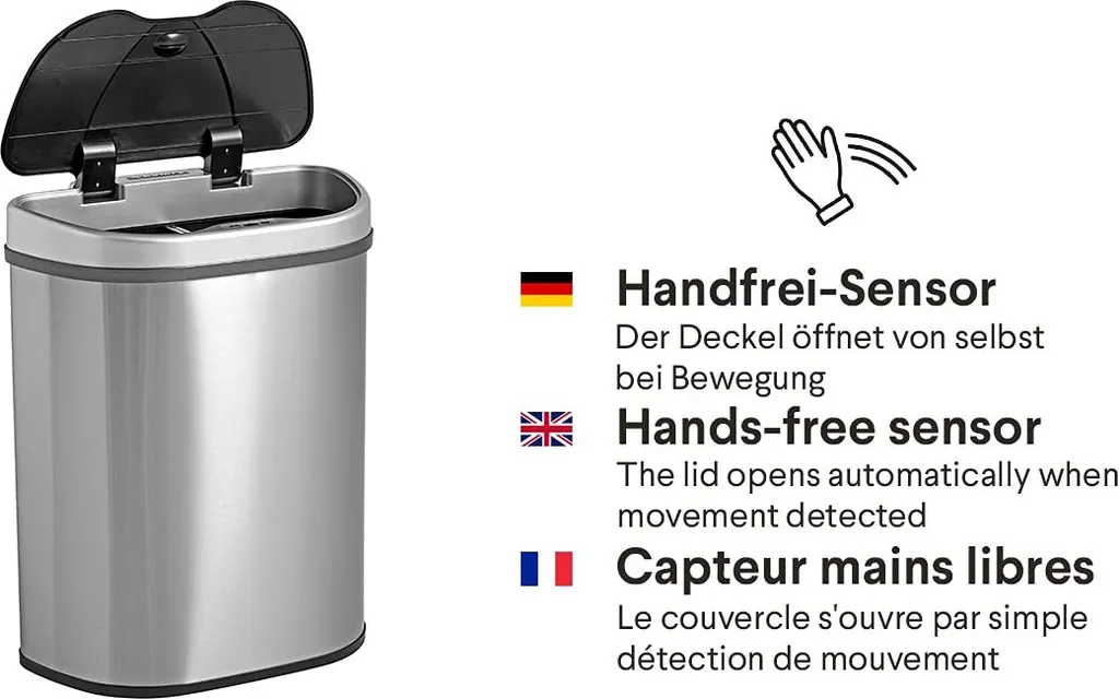 QUBIX Sensor Mülleimer 70L - 2 X 35L - 2 Fächer - Edelstahl - Abfalleimer - Abfalltrennsensor - Abfalltrennung Mülleimer 4 QUBIX Sensor Mülleimer 70L - 2 X 35L - 2 Fächer - Edelstahl - Abfalleimer - Abfalltrennsensor - Abfalltrennung Mülleimer – Bild 4