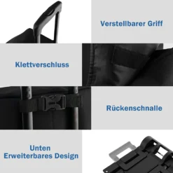 COSTWAY 2in1 Einkaufswagen & Trolley Mit 38L-Fassungsvermögen, 3-stufig Höhenverstellbarer Einkaufsroller Mit 2 Rädern & 2 Seitentaschen & Reißverschlusstasche, Bis 60kg Belastbar Schwarz -Leifheit || Vileda || Wenko Verkaufsgeschäft a8567982b7da7c61769ced26760fc495