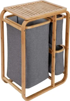 Lumaland Wäschekorb Aus Bambus - 1 XL Fach + 2 Kompaktfächer 49,5 X 33 X 71 Cm Grau -Leifheit || Vileda || Wenko Verkaufsgeschäft a91fb813e44feaf277b730cda62923f4