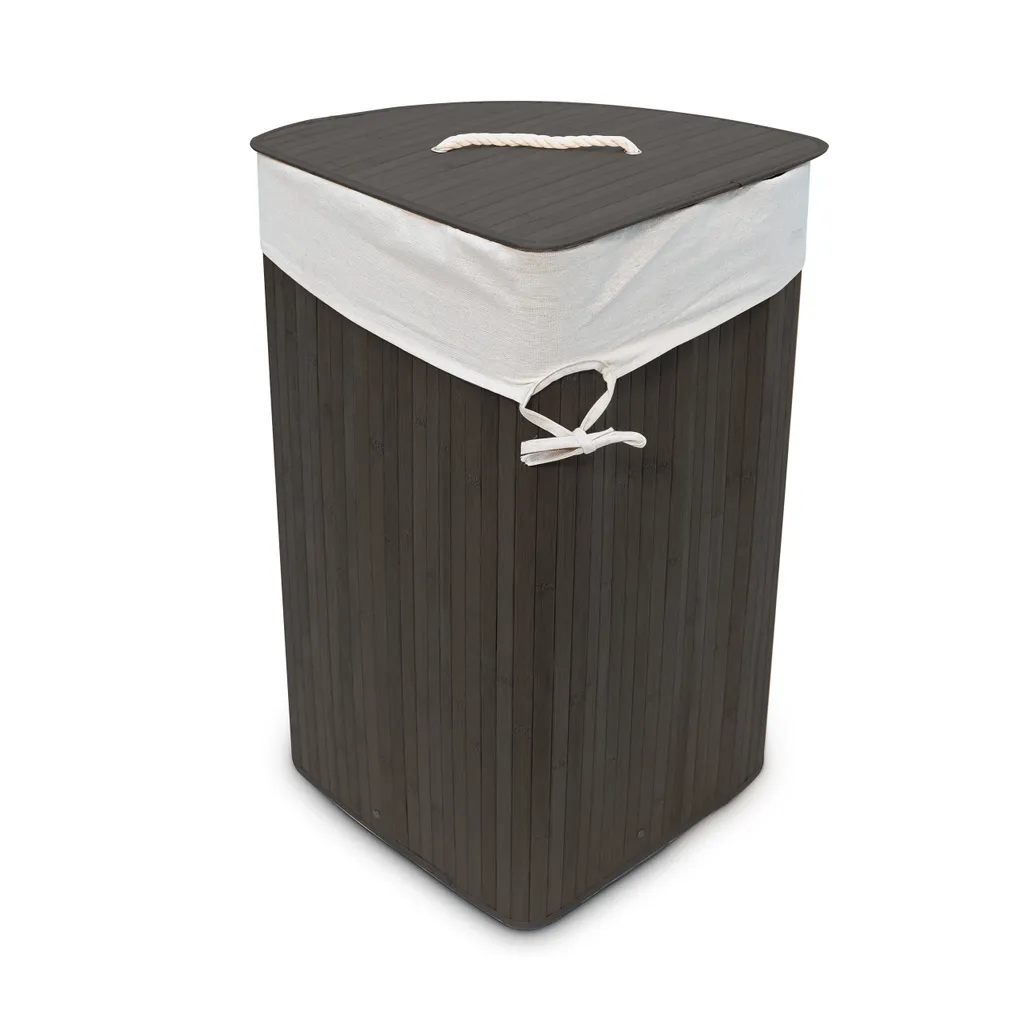 Relaxdays 1 X Eckwäschekorb Bambus Schwarz 10 Relaxdays 1 X Eckwäschekorb Bambus Schwarz – Bild 10