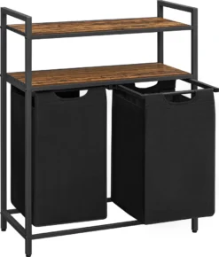 VASAGLE Wäschekorb, Wäschesammler, 2 Fächer, 2 Ablagen, Wäschesortierer, Wäschesack Ausziehbar Und Abnehmbar, Pro Tasche 46 Liter, Für Badezimmer, Waschküche, Vintagebraun-schwarz BLH211B01 17 VASAGLE Wäschekorb, Wäschesammler, 2 Fächer, 2 Ablagen, Wäschesortierer, Wäschesack Ausziehbar Und Abnehmbar, Pro Tasche 46 Liter, Für Badezimmer, Waschküche, Vintagebraun-schwarz BLH211B01 -Leifheit || Vileda || Wenko Verkaufsgeschäft ac01a447f139c8718a2b517beace401d