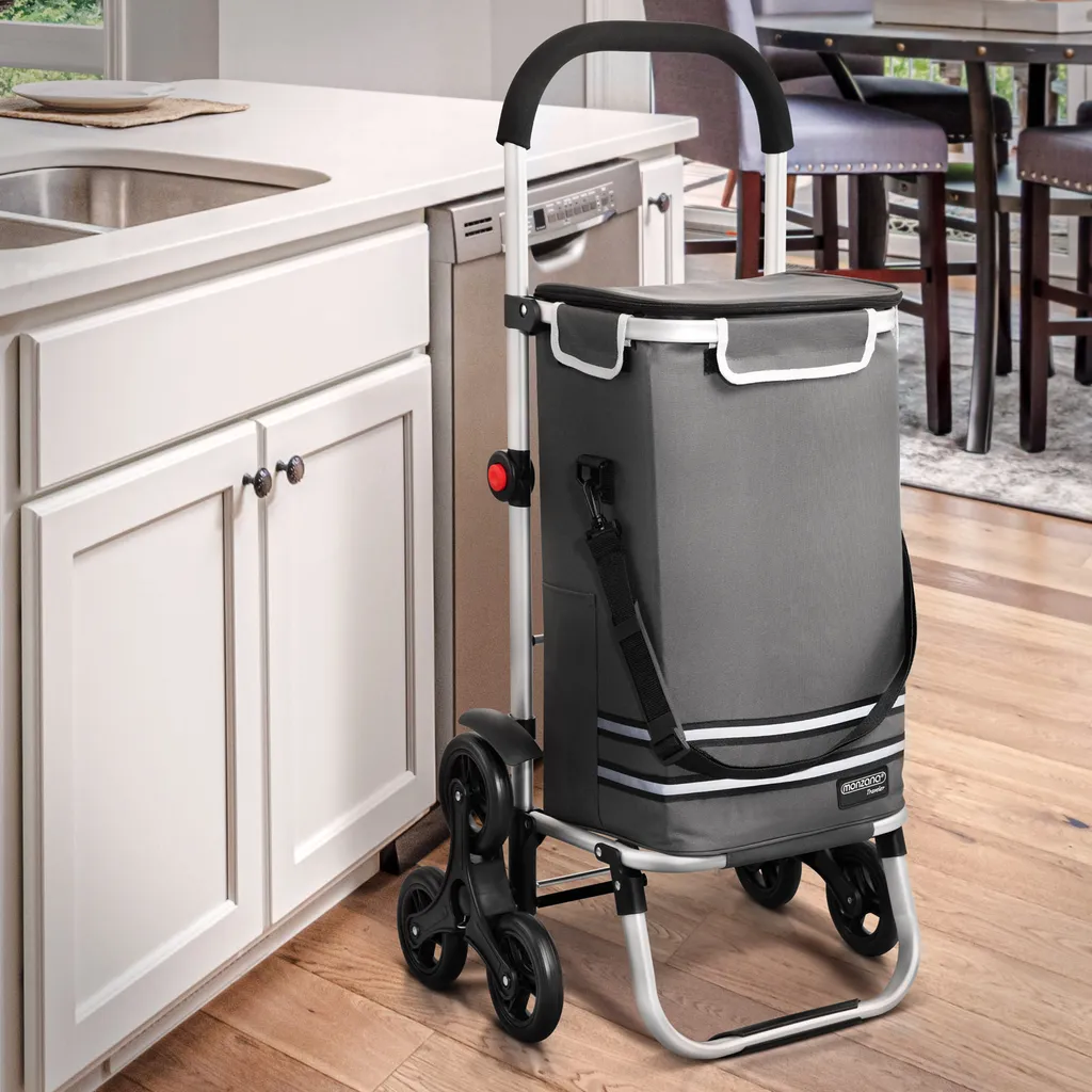 Monzana 2in1 Einkaufstrolley 30kg Klappbar Abnehmbare Tasche 6 Rollen Kühltasche Einkaufswagen Einkaufshilfe Treppensteiger , Farbe:Grau 11 Monzana 2in1 Einkaufstrolley 30kg Klappbar Abnehmbare Tasche 6 Rollen Kühltasche Einkaufswagen Einkaufshilfe Treppensteiger , Farbe:Grau – Bild 11