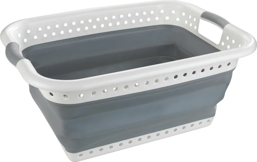 Wenko Wäschekorb Faltbar Weiß-grau 2 Wenko Wäschekorb Faltbar Weiß-grau – Bild 2