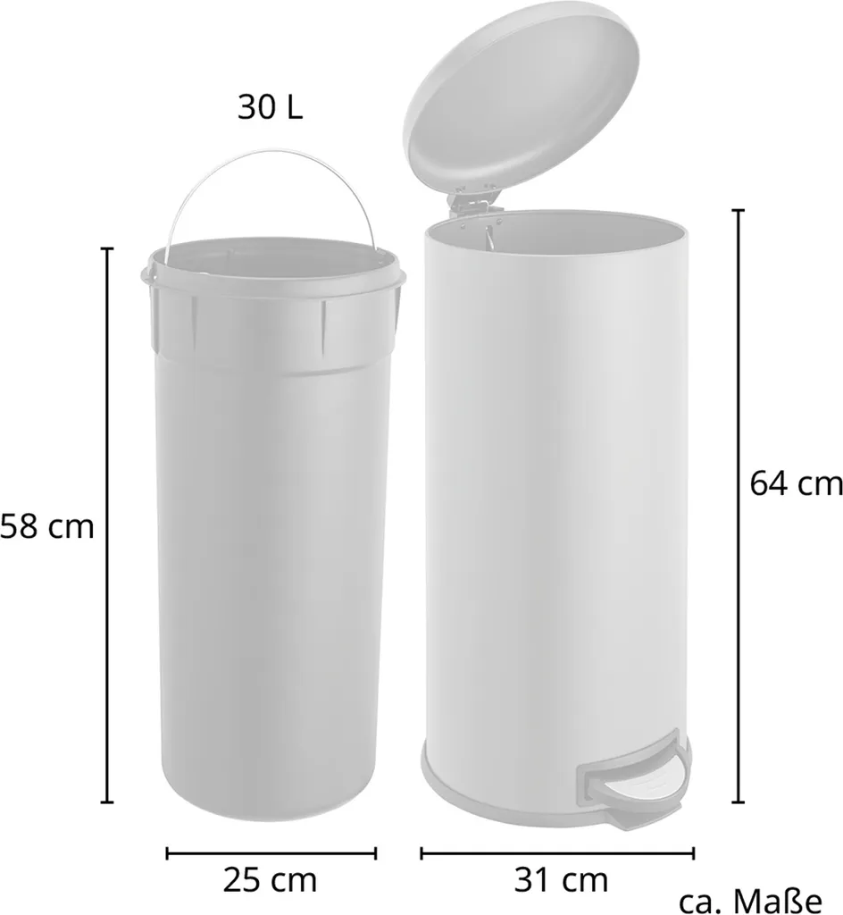 SVITA T30 Mülleimer Grau 30 Liter Abfalleimer Müllbehälter Inneneimer Stahl 5 SVITA T30 Mülleimer Grau 30 Liter Abfalleimer Müllbehälter Inneneimer Stahl – Bild 5