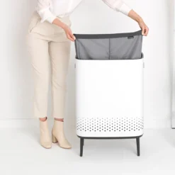 Brabantia Bo Wäschekorb Hi, 90 L, Rechteckig, Weiß, Schwarz, 540 Mm, 320 Mm -Leifheit || Vileda || Wenko Verkaufsgeschäft aebfcab67f0b11f668a1d6fa2357b4e9