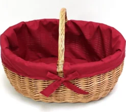 Einkaufskorb 'Rote Schleife' Füllkorb Flechtkorb Natur Bügel Einkauf Flaschen