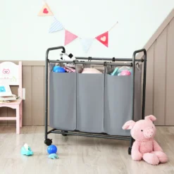 Wäschekörbe Mit 3 Taschen Grau Eisen Polyester 144 L Faltbar 3 ×44 L Wäschesortierer Wäschebox Wäschewagen Wäschesammler SONGMICS LSF003GS -Leifheit || Vileda || Wenko Verkaufsgeschäft b00e0d0f1f8c0ad5c8b6e28fb5dbab63