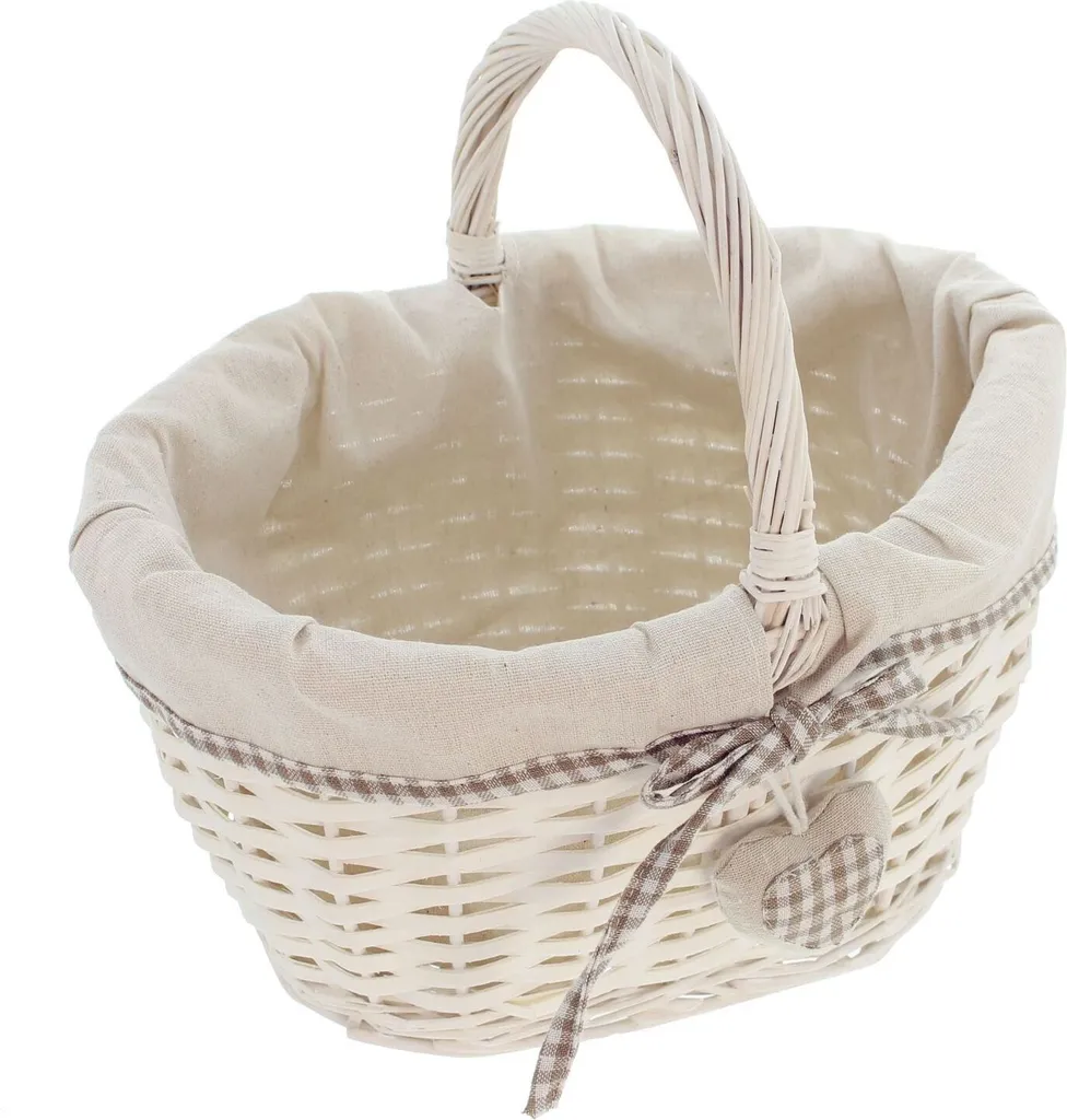 Bügelkorb "Liebesherz" Weiß Aus Holz Mit Stoffeinlage Einkaufskorb 1 Bügelkorb "Liebesherz" Weiß Aus Holz Mit Stoffeinlage Einkaufskorb