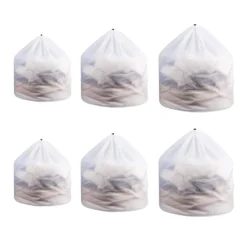 Set Mit 6 Großen Wäschesäcken, 50 X 60 Cm, Netz-Wäschesäcke Mit Kordelzug, Strapazierfähiger Waschbeutel Für Feinwäsche, Wäsche-Netzbeutel Für Familie, Studentenwohnheim, Apartment (1 Grobes Netz + 1 Feines Netz),style 1