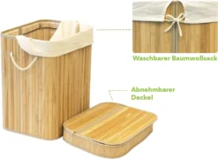 Bambus-Wäschekorb Wäschesammler Mit Griffen Wäschesack Wäschebox Eckig 40x30x45 Cm -Leifheit || Vileda || Wenko Verkaufsgeschäft b41925ba78d9998747a43f66f9d1facc
