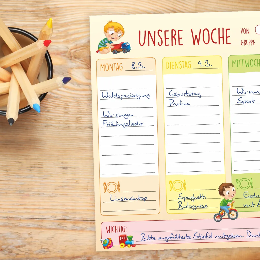 Wochenplaner A4 Für Kita 50 Blatt Zum Abreißen Für Erzieher 3 Wochenplaner A4 Für Kita 50 Blatt Zum Abreißen Für Erzieher – Bild 3