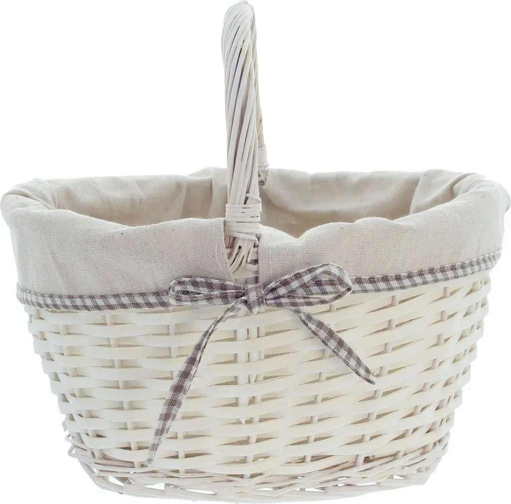 Bügelkorb "Liebesherz" Weiß Aus Holz Mit Stoffeinlage Einkaufskorb 3 Bügelkorb "Liebesherz" Weiß Aus Holz Mit Stoffeinlage Einkaufskorb – Bild 3