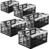 5-er Set - KLAPPBOX - Silber-Anthrazit - Faltbox Lagerbox Einkaufsbox 45 Liter 4 Griffe Aufbewahrungsbox Kunststoff Soft-Touch Softgriff Faltbox Set Klappbox Set NEU