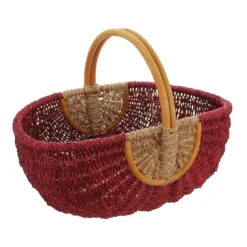 Einkaufskorb 'Rot/Natur' Füllkorb Flechtkorb Natur Bügel Einkauf Flaschen