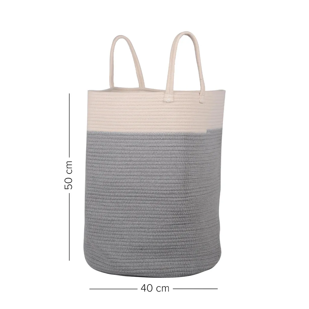 Aufbewahrungskorb Wäschekorb Faltbar Tragegriffe Baumwolle 40x50 Cm Grau/weiß 2 Aufbewahrungskorb Wäschekorb Faltbar Tragegriffe Baumwolle 40x50 Cm Grau/weiß – Bild 2