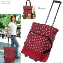 Einkaufstrolley Trolley Punta Wheel Einkaufsroller Einkaufswagen Shoppingtrolley Shopper EInkaufskorb Mit Rollen Und Gurten Trolly 10008-0220 Red Dots Punkte Rot + Bagboom Thermo TK Tasche -Leifheit || Vileda || Wenko Verkaufsgeschäft baa4b18f6cba330d709337d9be3af58b
