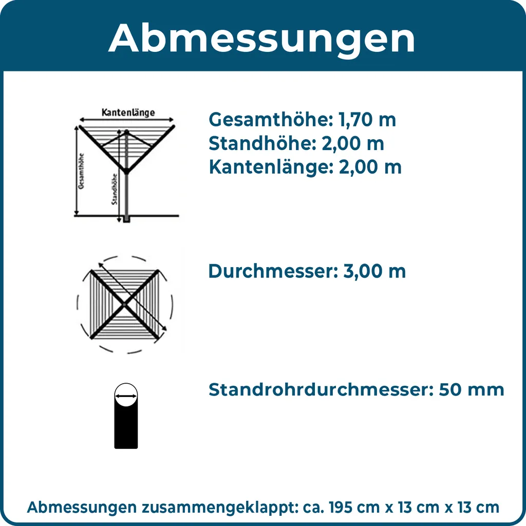 BLOME Wäschespinne Standard Medium Plus - Inkl. Bodenhülse Mit Deckel, Wäscheschirm Mit 60m Wäscheleine, Hochwertig & Stabil, Germany 6 BLOME Wäschespinne Standard Medium Plus - Inkl. Bodenhülse Mit Deckel, Wäscheschirm Mit 60m Wäscheleine, Hochwertig & Stabil, Germany – Bild 6