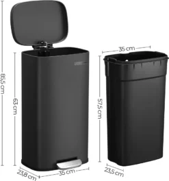 SONGMICS Mülleimer, 30 L Abfalleimer Mit Pedal, Treteimer Mit Inneneimer Aus Kunststoff, Für Die Küche, Klappdeckel, Softclose, Geruchsdicht Und Hygienisch, Schwarz LTB03BK -Leifheit || Vileda || Wenko Verkaufsgeschäft be1ebcec107e13859dd22bf97679e76c