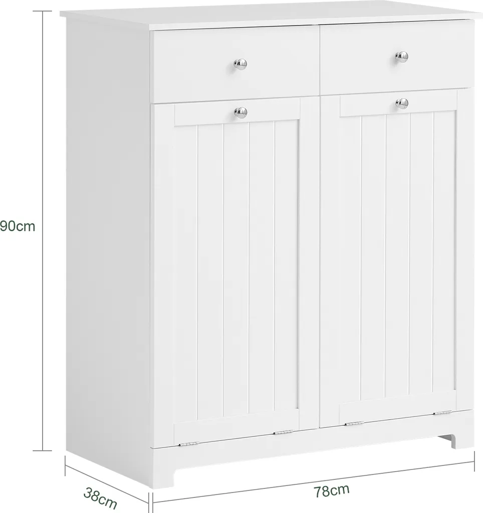 SoBuy BZR33-W Wäscheschrank Mit 2 Ausklappbaren Wäschesäcken Wäschekörbe Wäschetruhe Wäschesammler Mit 2 Schubladen Badschrank Weiß 4 SoBuy BZR33-W Wäscheschrank Mit 2 Ausklappbaren Wäschesäcken Wäschekörbe Wäschetruhe Wäschesammler Mit 2 Schubladen Badschrank Weiß – Bild 4