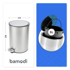 Bamodi Kosmetikeimer – 3l-Edelstahl-Treteimer Mit Absenkautomatik – Silber (gebürstet) 9 Bamodi Kosmetikeimer – 3l-Edelstahl-Treteimer Mit Absenkautomatik – Silber (gebürstet) -Leifheit || Vileda || Wenko Verkaufsgeschäft bf8a60b8a0d378b4d7e87ef25baacd90