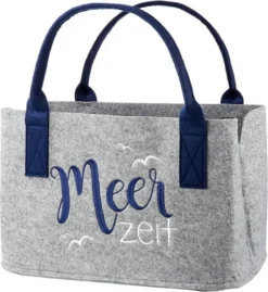 Große Maritime Filztasche. Shopping Komfort Auf 40 X 26 X 26 Cm. Modell MEERZEIT. Viel Stauraum