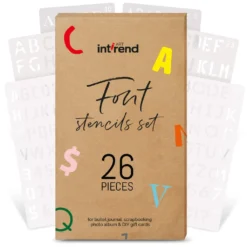 Int!rend 26 Schriften Schablonen Set, Buchstaben Und Zahlen, Stilrichtungen - Modern, Vintage, Comics Und Andere - Für Bullet Journal, Scrapbooking, Hochzeit, DIY, Malerei, Zeichnen, Bastelzubehör