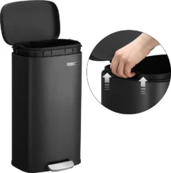 SONGMICS Mülleimer, 30 L Abfalleimer Mit Pedal, Treteimer Mit Inneneimer Aus Kunststoff, Für Die Küche, Klappdeckel, Softclose, Geruchsdicht Und Hygienisch, Schwarz LTB03BK -Leifheit || Vileda || Wenko Verkaufsgeschäft c346c68be43baaa75201dba2f27b9a69