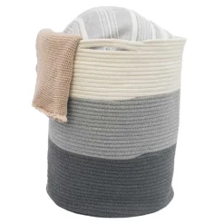 Ø38x46 Baumwoll Seilkorb 50L Aufbewahrungskorb Boho Wäschekorb Kinderzimmer Korb