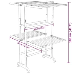 VidaXL Wäscheständer 2 Etagen Mit Rollen Silbern 60x70x106 Cm 15 VidaXL Wäscheständer 2 Etagen Mit Rollen Silbern 60x70x106 Cm -Leifheit || Vileda || Wenko Verkaufsgeschäft c64951117d7880f7c8b7afdbc9b5435d
