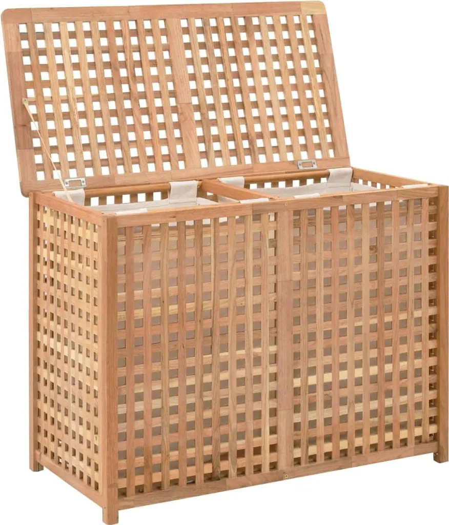 VidaXL Wäschekorb 87,5x46x67 Cm Massivholz Walnussholz 2 VidaXL Wäschekorb 87,5x46x67 Cm Massivholz Walnussholz – Bild 2
