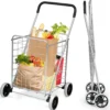 COSTWAY Klappbarer Einkaufstrolley, Einkaufswagen Auf Rollen, 45 Kg Belastbar, 83LKapazität, Tragbarer Handwagen, Rollwagen Allzweckwagen Für Wäsche, Einkaufen, Gepäck (Silber)