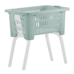 Deuba Wäschekorb Klappbare Standfüße Tragegriff 38L Badezimmer Wäschesammler Waschbehälter Aufbewahrungskorb Kunststoff, Farbe:grün