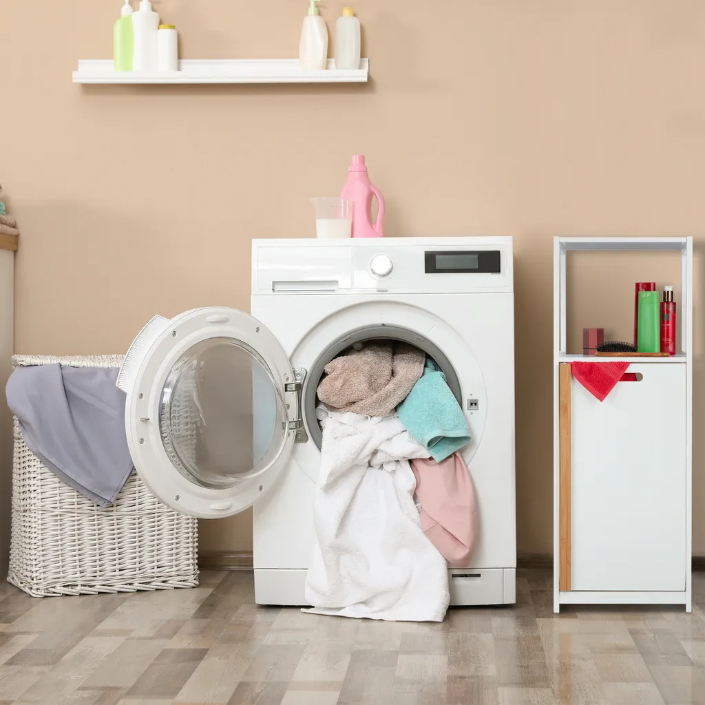 Relaxdays Badregal Mit Wäschekorb 2 Relaxdays Badregal Mit Wäschekorb – Bild 2