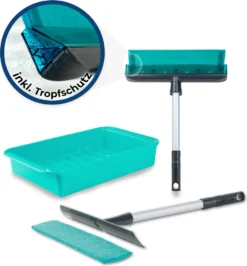 Genius Fensterwischer-Set 6-tlg - Fensterputzer + Universalstange, Wanne & Mikrofaserbezug | Glänzende Und Streifenfreie Sauberkeit; A15010