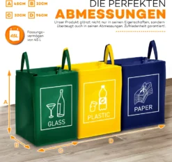 TRESKO 3er Set Recycling Englisch Müll Sortiertaschen Mülltrennsystem Mülleimer Mülltrenner Trennsystem Abfalltrennsystem -Leifheit || Vileda || Wenko Verkaufsgeschäft cf03fba80cc7bd35e9b81ebe9b6f16c5