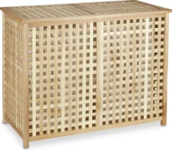 Relaxdays Wäschesammler Duo Walnuss