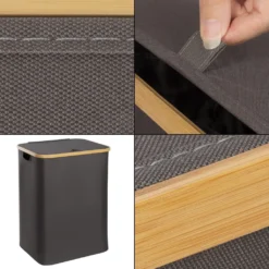 ONVAYA® Wäschekorb Mit Deckel | 70 Liter | Dunkelgrau | Wäschesammler Fürs Badezimmer | Wäschetruhe Aus Bambus-Holz & Oxford-Stoff | Design Wäschebox | Wäschesortierer -Leifheit || Vileda || Wenko Verkaufsgeschäft d065e61a9cc2d400f26d733c150a7c1e