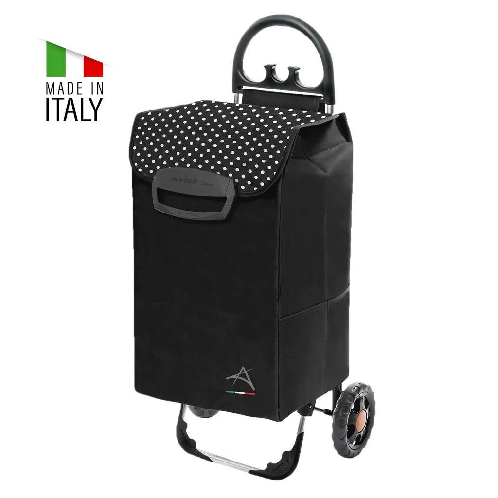 Einkaufstrolley HIMY XL Schwarz Gepunktet Mit 78l Fassung & Seitentaschen 6 Einkaufstrolley HIMY XL Schwarz Gepunktet Mit 78l Fassung & Seitentaschen – Bild 6