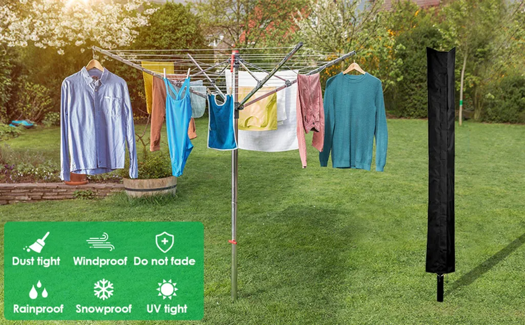 Wolketon Waeschespinne Schutzhuelle Mit Hochdichter Oxford PVC-Beschichtung Mit Reissverschluss & Kordelzug Wasserdichte Stoff Huelle Fuer Waeschespinne Abdeckung Extrem Wasserabweisendes 168 X 28cm Schwarz 3 Wolketon Waeschespinne Schutzhuelle Mit Hochdichter Oxford PVC-Beschichtung Mit Reissverschluss & Kordelzug Wasserdichte Stoff Huelle Fuer Waeschespinne Abdeckung Extrem Wasserabweisendes 168 X 28cm Schwarz – Bild 3