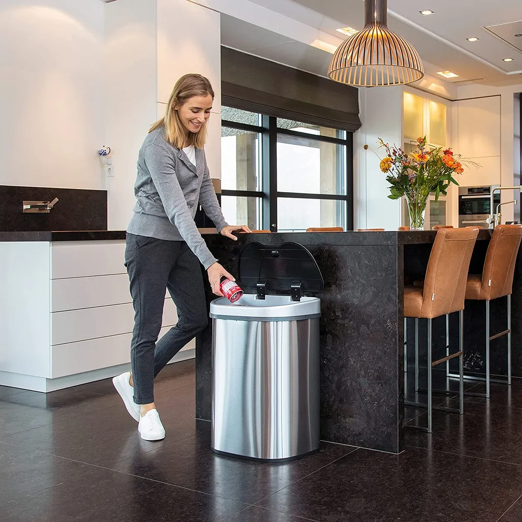 QUBIX Sensor Mülleimer 70L - 2 X 35L - 2 Fächer - Edelstahl - Abfalleimer - Abfalltrennsensor - Abfalltrennung Mülleimer 3 QUBIX Sensor Mülleimer 70L - 2 X 35L - 2 Fächer - Edelstahl - Abfalleimer - Abfalltrennsensor - Abfalltrennung Mülleimer – Bild 3