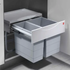 Hailo Abfallsammler 3644701 TR Swing Raumspar-Tandem-S 18 + 12 Liter Ab 50cm Schrankbreite